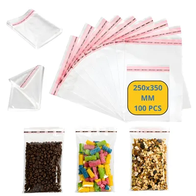 Zdjęcie produktu dla Folia celofanowa, worki samoprzylepne, 25 x 35 cm - 100 sztuk
