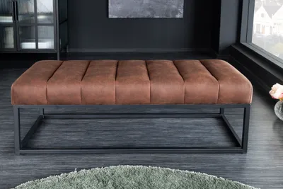 Produktbild von riess-ambiente Design Sitzbank PETIT BEAUTÉ 110cm antik braun Microfaser schwarzes Metallgestell Polsterbank Bank