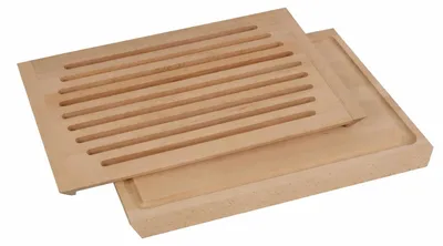 Brotschneidebrett mit Krümelfach, 30×40×5 cm, Buchenholz