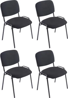 Produktbild von CLP 4er Set Stapelstühle XL Ken Stoff mit Metallgestell schwarz
