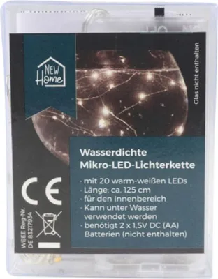 Image de Guirlande lumineuse à LED avec minuterie 20 micro-LEDs blanc chaud Chaîne lumineuse Deko 125cm