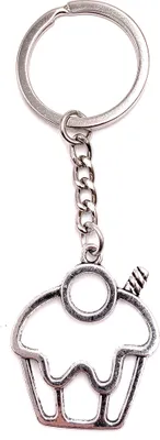 Zdjęcie produktu dla Onwomania Brelok do kluczy Cupcake Pastry Cake Srebrny metalowy wisiorek Charm