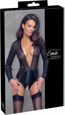 Zdjęcie produktu dla Cottelli Bondage Body Siateczkowe z Pierścieniami i Kajdankami S