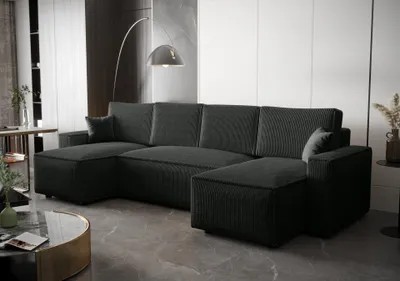 Produktbild von FURMEB AMBRO Ecksofa U-Form Schlafsofa Schlaffunktion 300x143x85cm Graphit