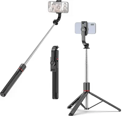 Obrázek produktu pro Yctze Stojan na telefon se stativem Selfie tyč Stojan na telefon se stativem na 67,6 palce s odnímatelným klipem na telefon a dálkovým zavíráním pro nahrávání videa a živé vysílání (černý)