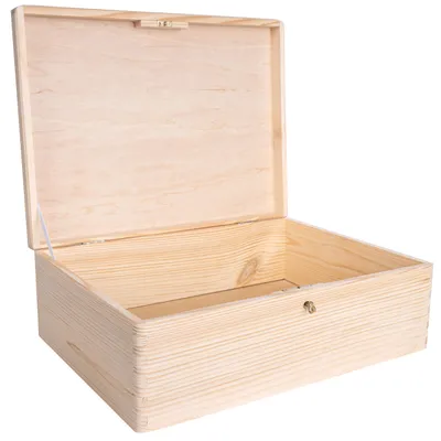 Immagine prodotto di Creative Deco Scatola in Legno con Chiave, 40x30x14 cm | Senza Maniglie, Coperchio per Decorare | per Documenti, Oggetti di Valore, Regalo di Natale