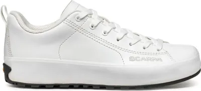 Weiße Lifestyle-Schuhe für Kinder von Scarpa; Modell MW-Y; mit Schnürung und rutschfester Sohle.