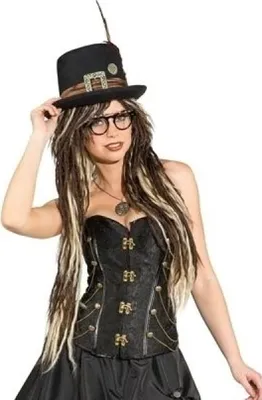 Produktbild von O9537-M schwarz Damen Korsage Steampunkkorsage Gr.M