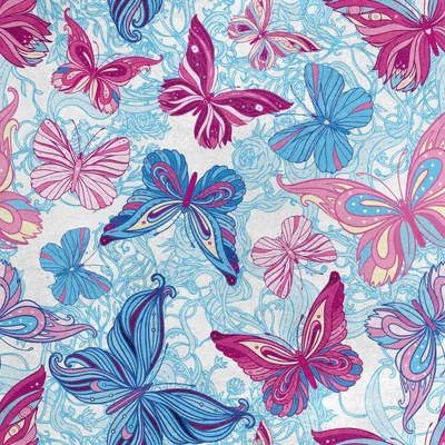 Obrázok produktu pre Kráľovský zamatový materiál polyester na šitie – motív ružovo-modrých motýľov
