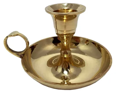 Produktbild von Kerzenhalter im Biedermeier-Stil mit Henkel aus poliertem Messing