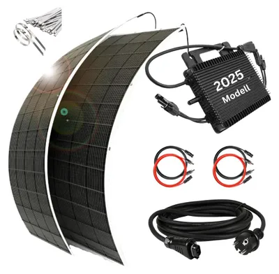 Produktbild von MYVOLTAICS Balkonkraftwerk MyUltraleicht 620 Watt, mit 2 Modulen je nur 5kg, Hoymiles Wechselrichter WLAN 800 Watt, Steckerfertig - einstecken. fertig. - 10m