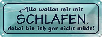 Produktbild von Blechschild Spruch 27x10cm alle wollen mit mir schlafen Dekoration