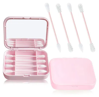 Produktbild von Wiederverwendbare Wattestäbchen mit Spiegel, waschbare Wattestäbchen zur Ohrreinigung, hautfreundliche Silikon-Ohrstäbchen, für Wimpernverlängerung, Lippenpinsel, Make-up-Entfernung, Wundpflege