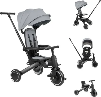 Obrázek produktu pro Kikkaboo tříkolka 5 v 1 Trix 2 skládací, nastavitelná opěrka zad, pás šedý