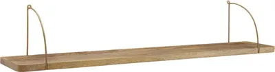Produktbild von Wandregal 120x25x22 cm Mango Massivholz / Metall Hängeregal Industrial, Großes Design Schweberegal, Regal Hängend Wohnzimmer, Bücherregal Wand
