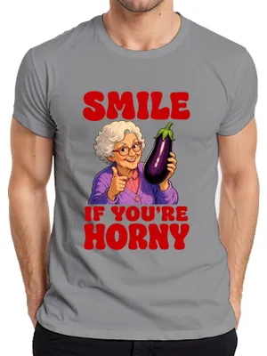 Produktbild von Smile If You're Horny Oma Aubergine Witzig Statement Sarkasmus Herren T-Shirt, Grau, XL