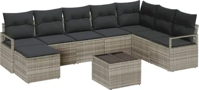 Obrázok produktu pre Sada pohoviek s vankúšom 8 pcs Svetlosivá polyratan