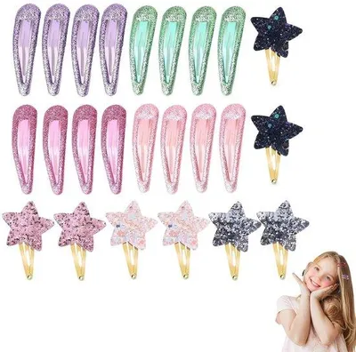 Produktbild von 24 Glitzer Haarspangen für Mädchen, bunte Haarschmuck