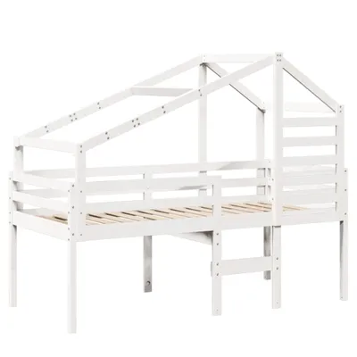 Image de Lit haut sans matelas blanc 90x200 cm bois de pin massif