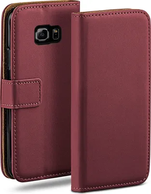 Produktbild von moex® Book Case kompatibel mit Samsung Galaxy S6 Edge - Hülle 360 Grad klappbar, Weinrot