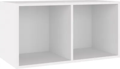 A white, two-compartment storage box.