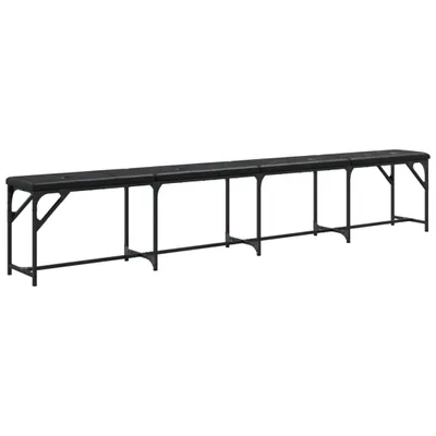 Image de Banc à manger noir 248x32x45 cm acier et similicuir