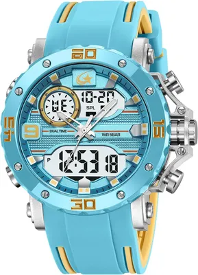 Produktbild von Herren Militär Sportuhr Analog Digital Dual Time LED Beleuchtung wasserdicht 5ATM mit Wecker Stoppuhr Datum 12/24h Outdoor robust