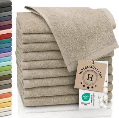 Produktbild von 10er Set Gästetücher, Baumwolle, 30x50 cm, 420g/qm, cappuccino (hellbraun)