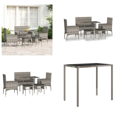 Image de vidaXL 6 pcs. Garden Lounge Set with Coussins Grey Poly Rattan - Garden Lounge Set - Garden Lounge Sets - Outdoor Lounge Set - Lounge Set Terrasse