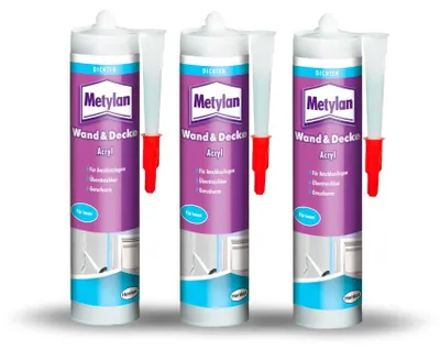 Produktbild von Metylan Wand & Decke Acryl Fugen Dichtmasse Weiß 3x300ml Dichtstoff Innen