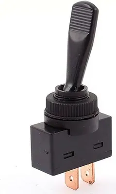 Produktbild von KFZ-Kippschalter schwarz 12V 20A, Kippschalter mit flachem Griff, EIN/AUS ASW-13