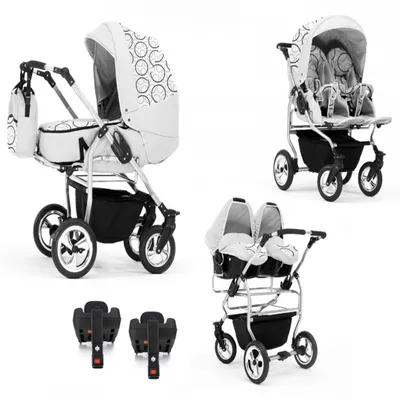 Produktbild von Zwillingskinderwagen 5 in 1 Duo inkl. Autositze und Iso Bases - 14 Teile -  in 20 Farben