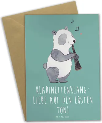 Produktbild von Mr. & Mrs. Panda Klappkarte Klarinette Liebe  - Meeresbrise - Geschenk, Instrument, Klarinettenspieler, Musikgeschenke, emotionen, hochzeitskarten, weihnachtskarten