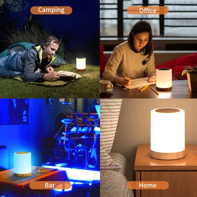 Produktbild von Nachttischlampe Touch Sensor Nachtlichter Weiß & RGB Licht Einstellbare Timing Helligkeit Licht Modi Tischlampe für Schlafzimmer Stillen Wohnzimmer Büro
