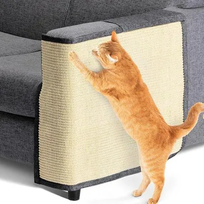 Produktbild von Famanu Kratzmatte für Sofa oder Stuhl – Dunkelgrau – Schützt Möbel vor Kratzern – Linke Seite