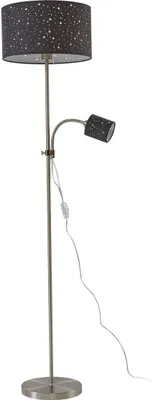 Produktbild von Lindby Stehleuchte Melanie, grau, Stoff, Ø 36 cm, 2-flg.