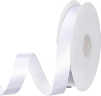 Immagine prodotto di 50m nastro di raso bianco 15mm - nastro regalo nastro decorativo nastro in tessuto per matrimonio compleanno battesimo