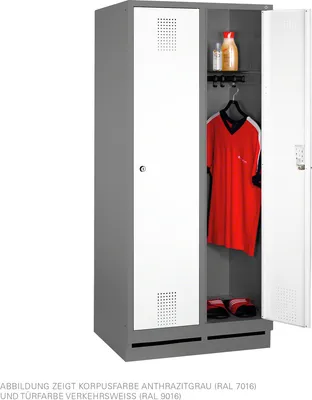 Produktbild von Umkleideschrank mit 2 Abteil Spind Spint Schließfachschrank Abteilbreite: 30 cm