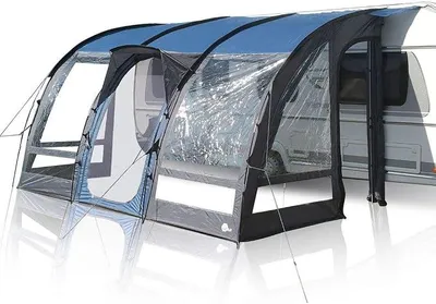 Productafbeelding van Caravanluifel Verona 390, luifel voor caravan, gedeeltelijke luifel, UV-bescherming 50+, waterdicht (5000 mm waterkolom), reisluifel, blauw/grijs