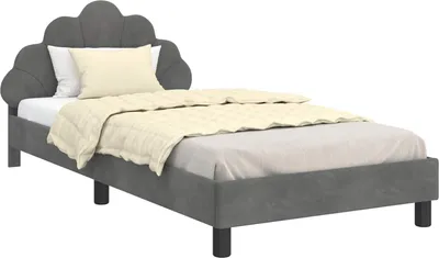 Produktbild von vidaXL Kinderbettgestell mit Kopfteil Dunkelgrau 90 x 200 cm Samt