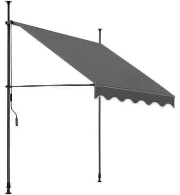 Obrázek produktu pro Svěrná markýza s ruční klikou, výškově nastavitelná - 150 x 180 cm, černá/šedá