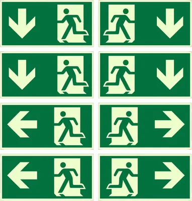 Produktbild von Notausgang Schild 8 Stück, 300 x 150 mm, gelb-grün, selbstklebend, für Sicherheitsmarkierung