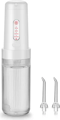 Produktbild von Munddusche für die Zahnpflege, tragbar und wiederaufladbar für Zuhause und unterwegs,White (Double Nozzle)