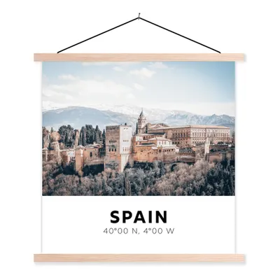 Produktbild von MuchoWow® Textilposter Spanien - Bauwerke - Berge 60x60 cm mit holzfarbenen Rahmen - Wanddekoration