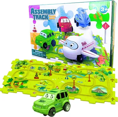 Obrázok produktu pre Interaktívne Puzzle s Dino Dráhou Logická Edukačná Hra s Autíčkom 15 dielov