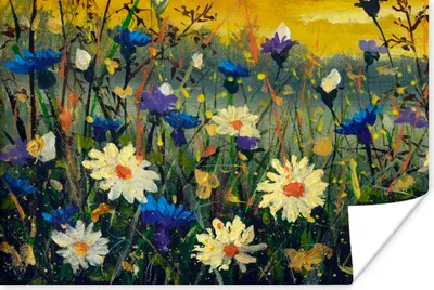Produktbild von MuchoWow® Poster Malerei - Ölfarbe - Natur - Blumen 60x40 cm - Schlafzimmerdekoration
