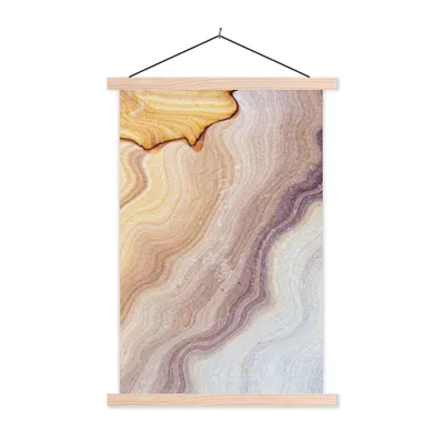 Produktbild von MuchoWow® Textilposter Marmor - Textur - Sandstein - Gold - Marmoroptik 60x90 cm mit holzfarbenen Rahmen - Textil