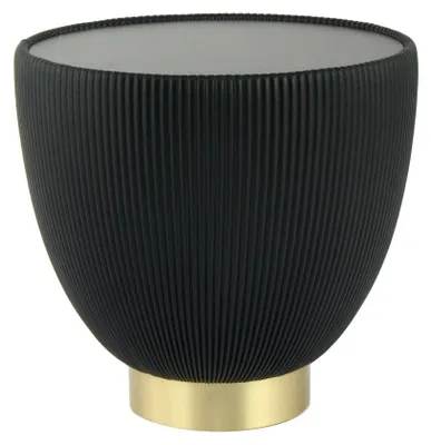 Immagine prodotto di Tavolino laterale Padiro, forma circolare, diametro 47 x 45 cm - Nero - design moderno, stile Art Déco elegante - piano in sinterizzata - struttura in metallo di ferro