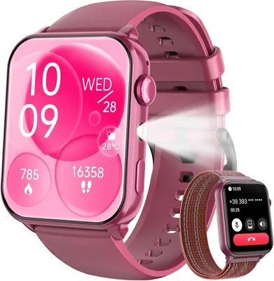 Produktbild von Smartwatch Damen 1,91" HD Display Bluetooth Anrufe 100+ Sportmodi Herzfrequenz Schlaf SpO2 IP68 6 Tage Akku Fitnessuhr mit 2 Armbändern
