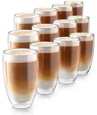 Produktbild von Arendo doppelwandige Gläser, Thermogläser, 12er Set, Latte Macchiato-Gläser & Kaffeegläser Teeglas, Espresso, Cappuccino, 350ml, hitzebeständig, spülmaschinengeeignet